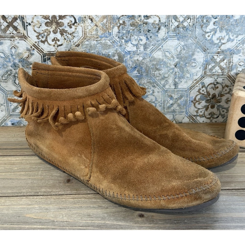 Minnetonka Suede Ankle Moccasins Native BOHO Women's 9.5 Aztec
